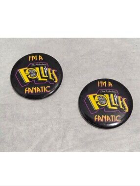 The Fabulous Palm Springs Follies Vintage "I'm A Fanatic" Pair Of Pin Buttons
